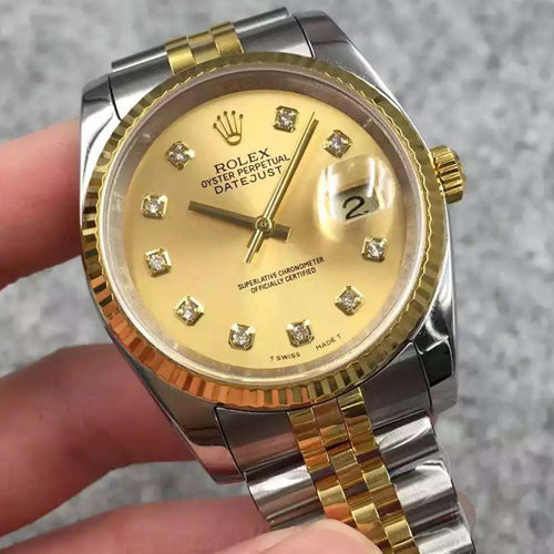 Replica Automatic Watch for Men DateJust Gold Dial 41mm R061201