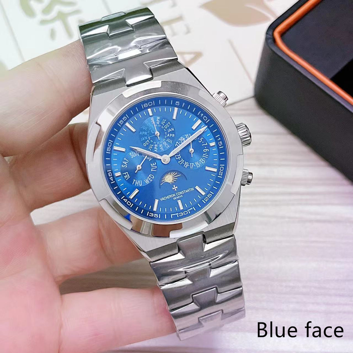 Luxury Automatic Mechanical Watch for Men Wristwatch Stainless Steel Moonphase Overseas 41mm