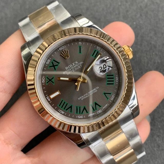 Replica Automatic Watch for Men DateJust Gold Grey Dial 41mm