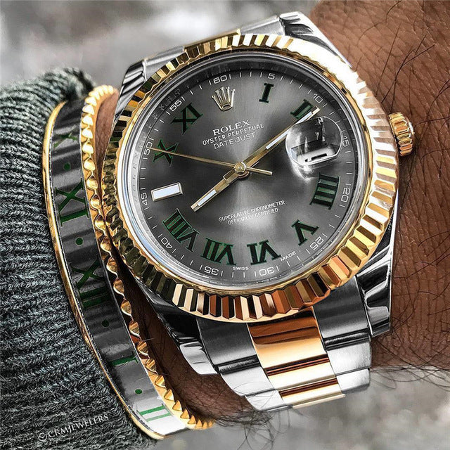Replica Automatic Watch for Men DateJust Gold Grey Dial 41mm