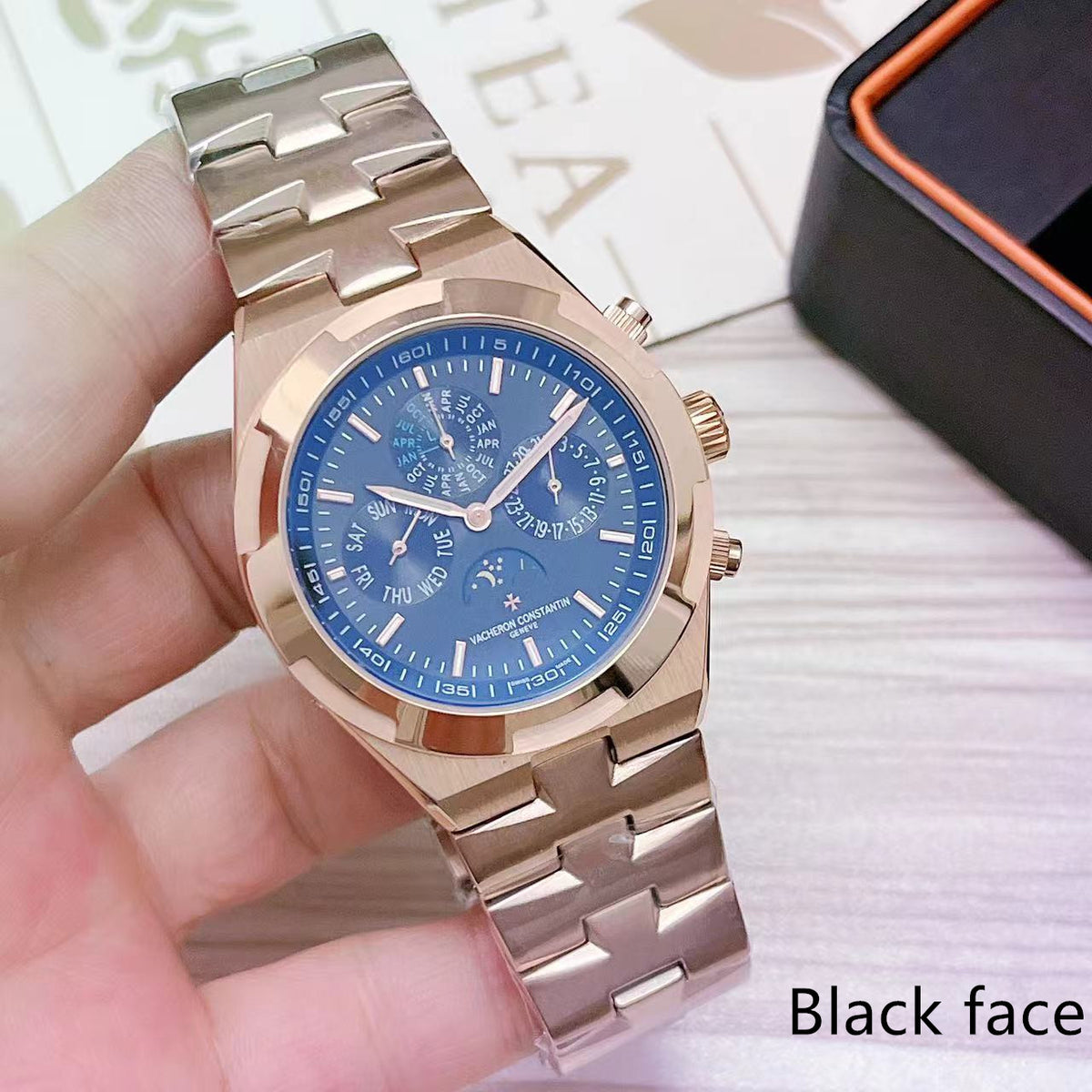 Luxury Automatic Mechanical Watch for Men Wristwatch Stainless Steel Moonphase Overseas 41mm