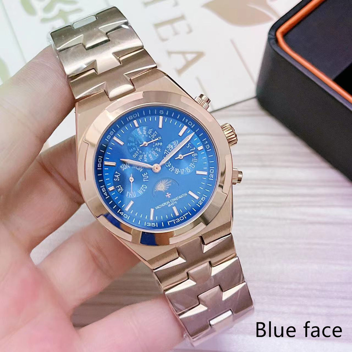 Luxury Automatic Mechanical Watch for Men Wristwatch Stainless Steel Moonphase Overseas 41mm