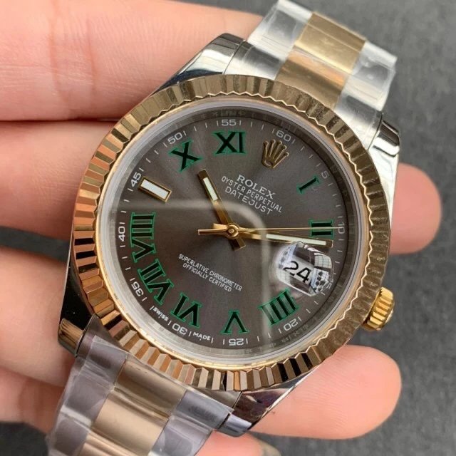 Replica Automatic Watch for Men DateJust Gold Grey Dial 41mm