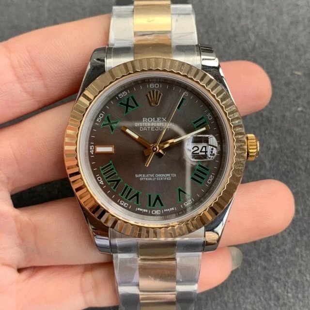 Replica Automatic Watch for Men DateJust Gold Grey Dial 41mm