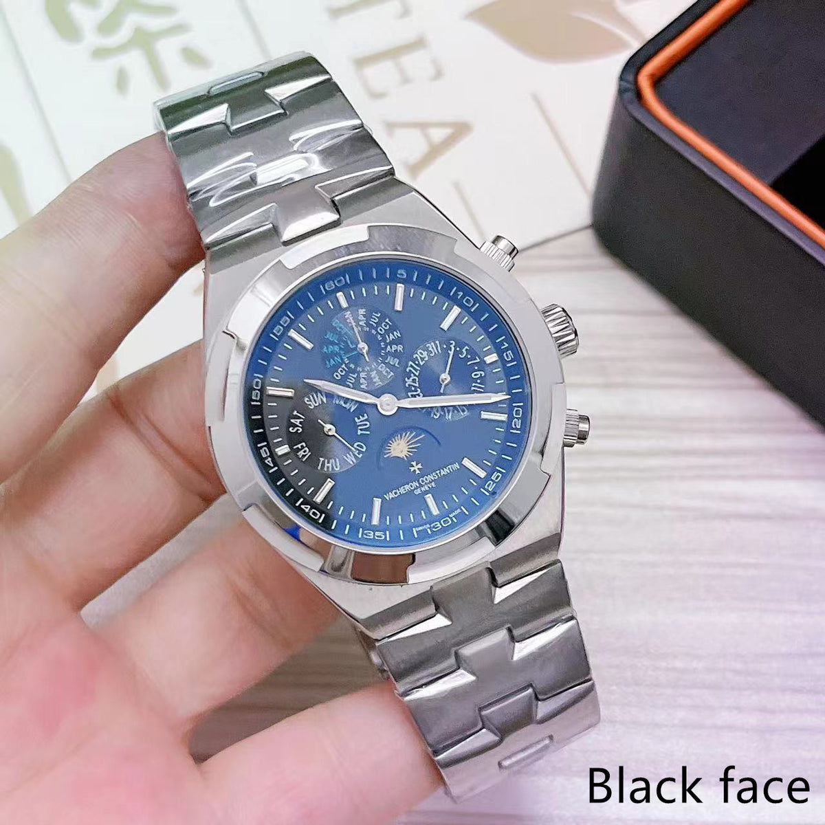 Luxury Automatic Mechanical Watch for Men Wristwatch Stainless Steel Moonphase Overseas 41mm